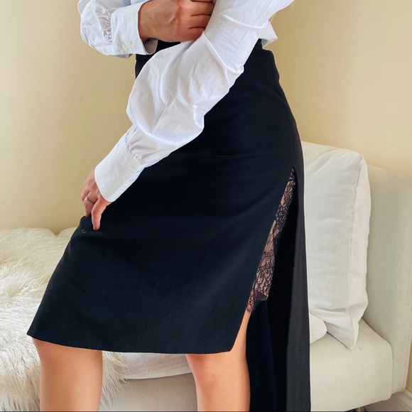 NEW BCBG Adrienne High-Low Lace Underlayer Skirt 0 asymmetrical - Picture 2 of 7